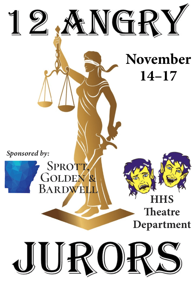 12 Angry Jurors, Thursday & Saturday, November 14 & 16 at 6pm, Friday, Nov. 15 at 5pm, and Sunday Nov. 17 at 2pm! #HHSTheatre!