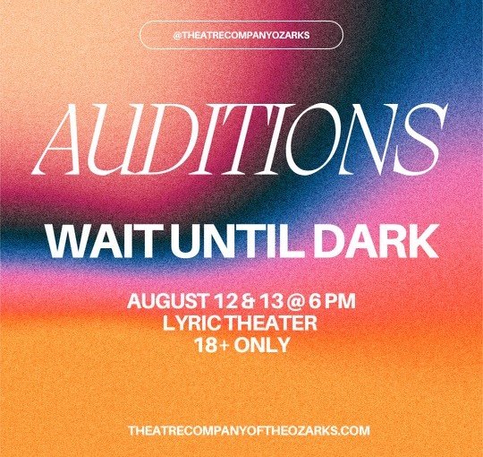 Auditions Friday August 12 and Saturday August 13, 2022 at 6:00pm